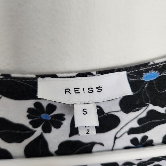 REISS Square Neck Floral Ruched Long Sleeve Top S Cottagecore Fairy Farmhouse - Picture 3 of 9